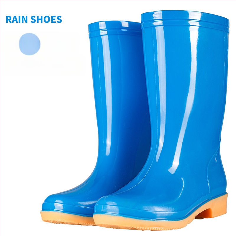 Γυναικείες γαλότσες βροχής PVC, με μεσαίο μήκος γάμπας, αδιάβροχες και αντιολισθητικές, με επένδυση από βαμβάκι.