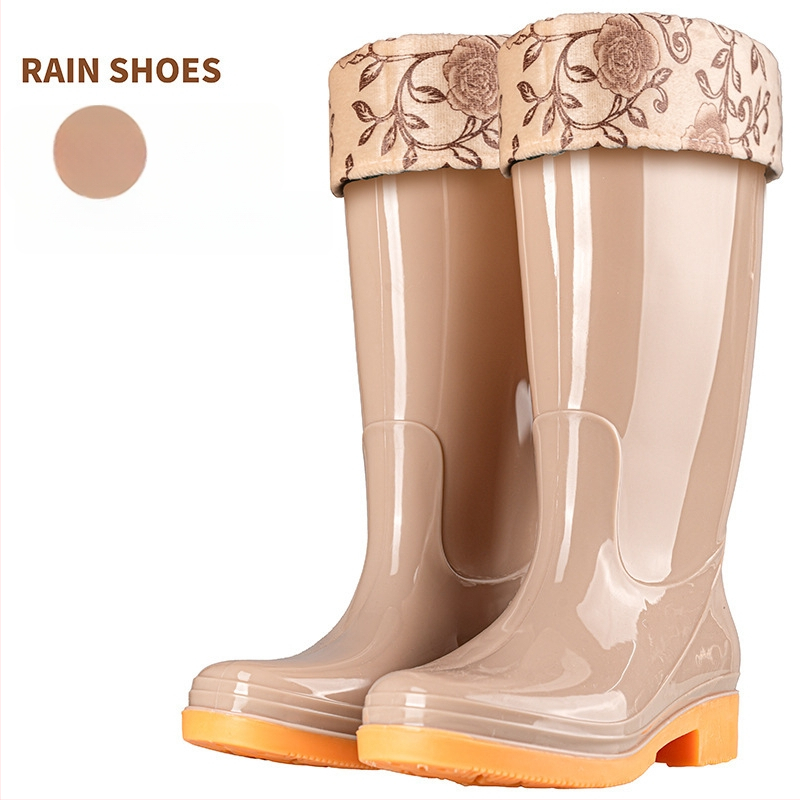 Γυναικείες γαλότσες βροχής PVC, με μεσαίο μήκος γάμπας, αδιάβροχες και αντιολισθητικές, με επένδυση από βαμβάκι.