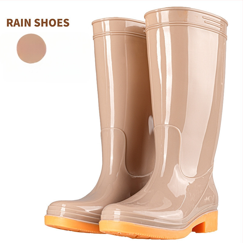 Γυναικείες γαλότσες βροχής PVC, με μεσαίο μήκος γάμπας, αδιάβροχες και αντιολισθητικές, με επένδυση από βαμβάκι.