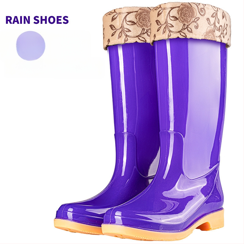 Γυναικείες γαλότσες βροχής PVC, με μεσαίο μήκος γάμπας, αδιάβροχες και αντιολισθητικές, με επένδυση από βαμβάκι.