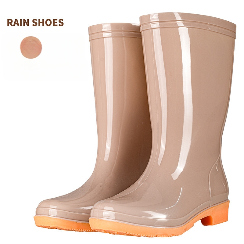 Γυναικείες γαλότσες βροχής PVC, με μεσαίο μήκος γάμπας, αδιάβροχες και αντιολισθητικές, με επένδυση από βαμβάκι.