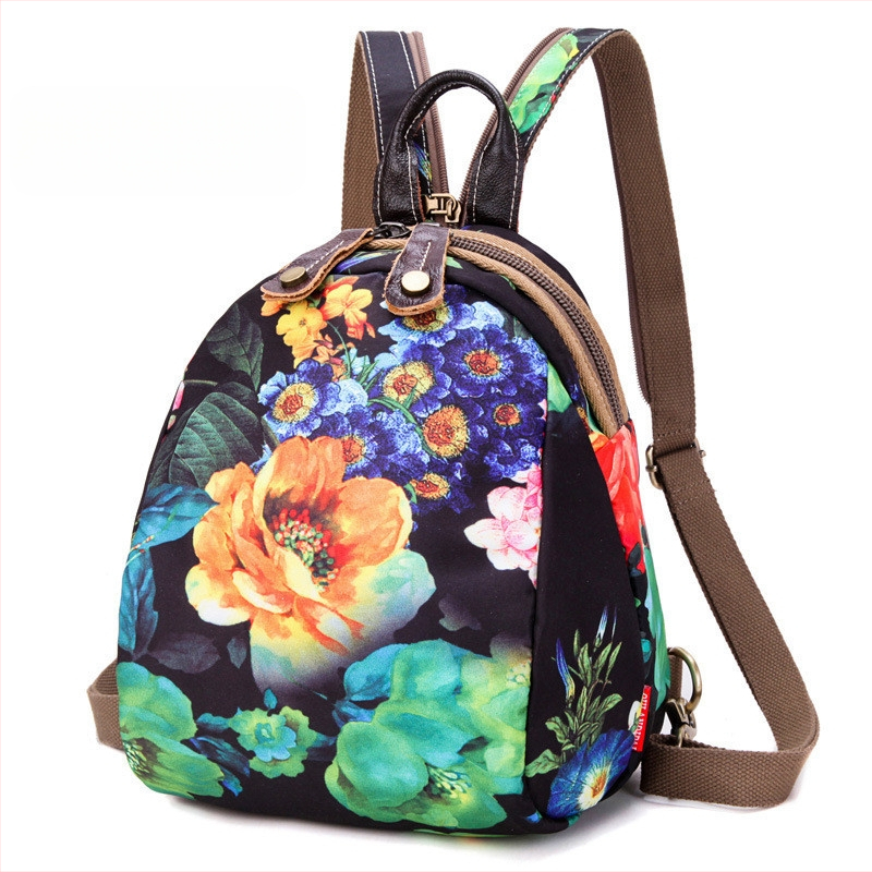 Olandian Geantă mică pentru femei din pânză Oxford — geantă crossbody cu fermoar, buzunar pentru telefon și ID, stil literar-artist național