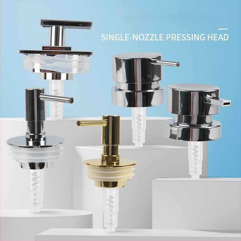 Бутилка за дезинфектант с ръчна помпа, пластмасова, дюза с силиконово уплътнение, модерен минималистичен стил, електроплакиране