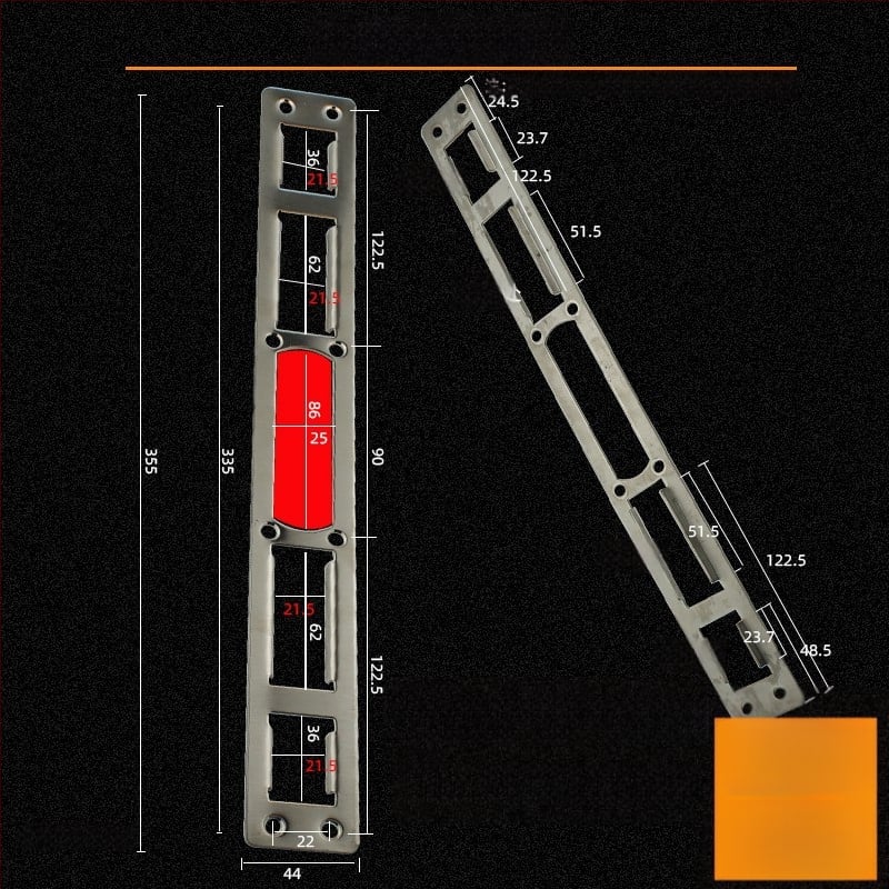 Andamia B05 zártest, rozsdamentes acél, modern minimalist stílus, biztonsági ajtókhoz, faajtókhoz és villa kapukhoz