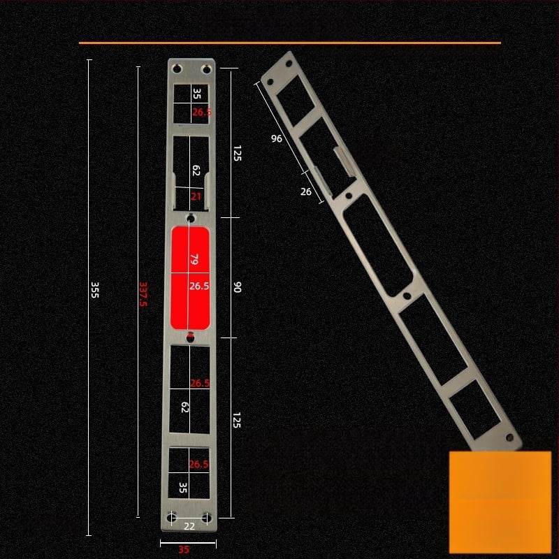Andamia B05 zártest, rozsdamentes acél, modern minimalist stílus, biztonsági ajtókhoz, faajtókhoz és villa kapukhoz