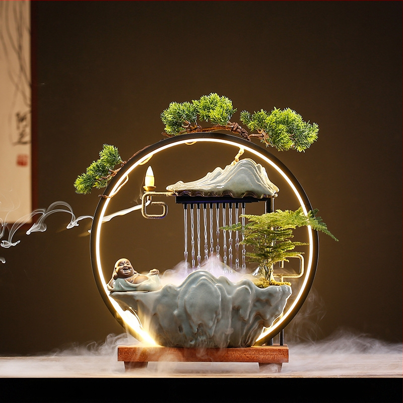 Kerámiás Zen szökőkút párásító, új kínai stílus, zománcos felület, testre szabható