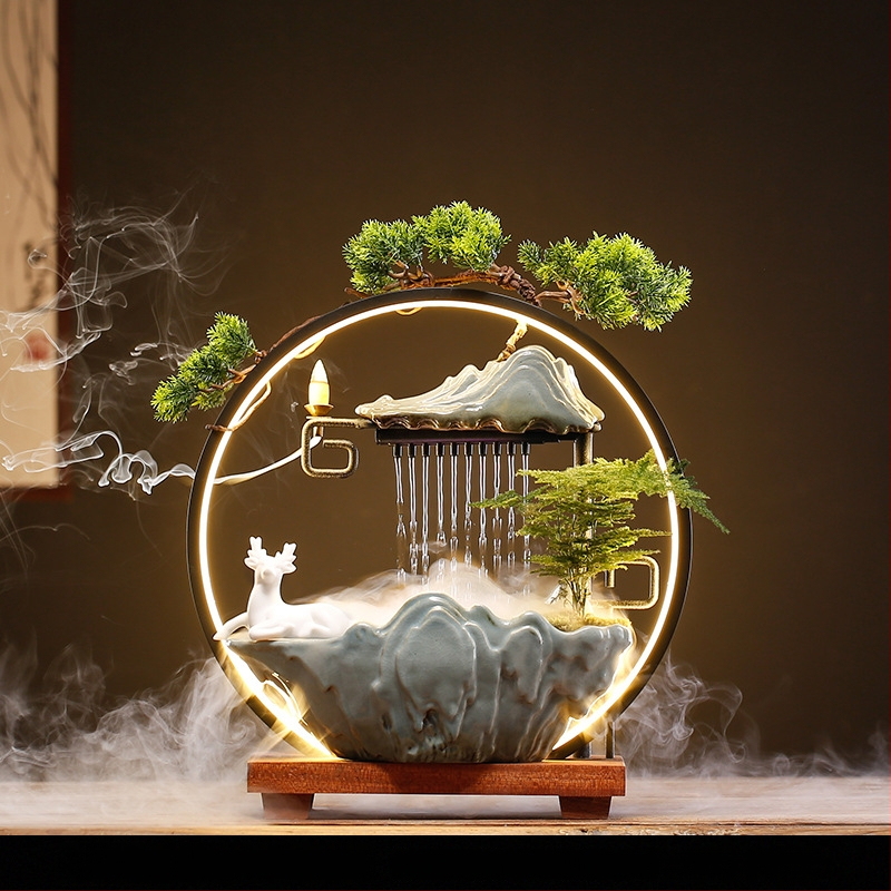 Kerámiás Zen szökőkút párásító, új kínai stílus, zománcos felület, testre szabható