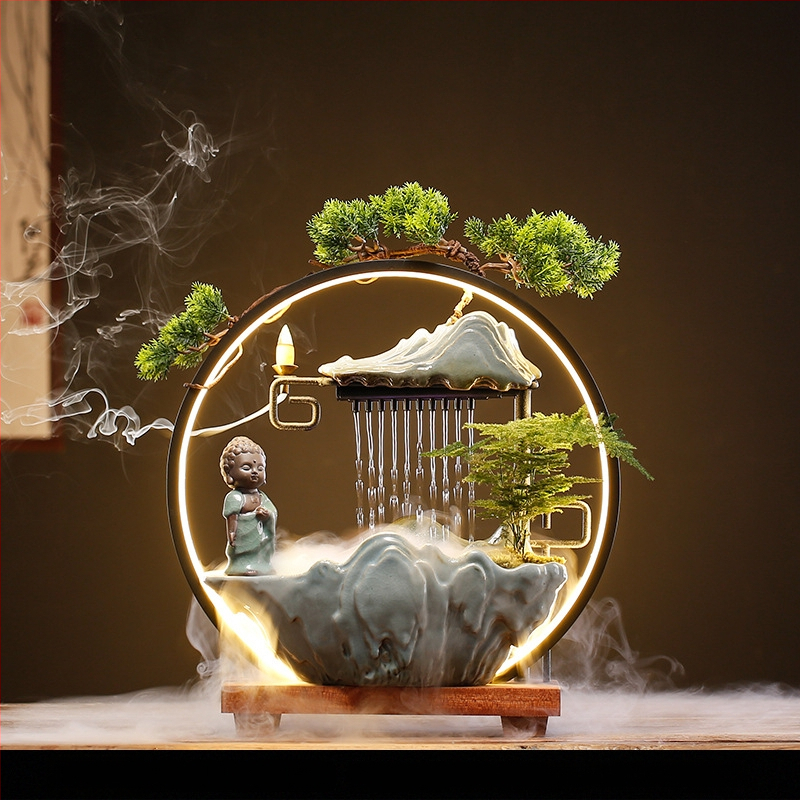 Kerámiás Zen szökőkút párásító, új kínai stílus, zománcos felület, testre szabható