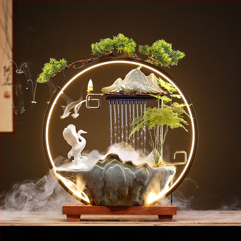 Kerámiás Zen szökőkút párásító, új kínai stílus, zománcos felület, testre szabható