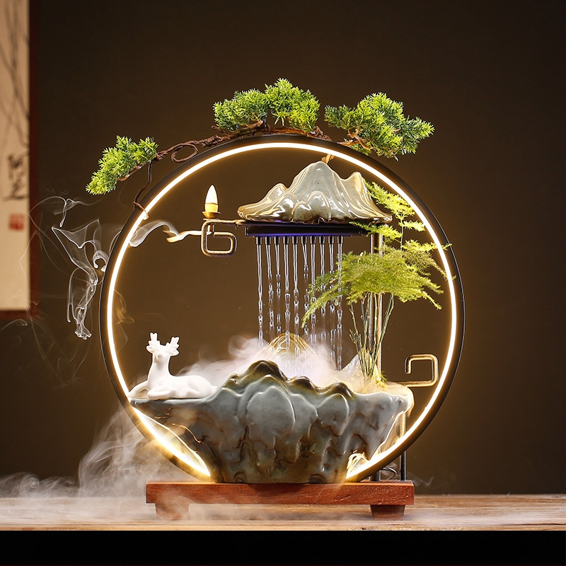 Kerámiás Zen szökőkút párásító, új kínai stílus, zománcos felület, testre szabható