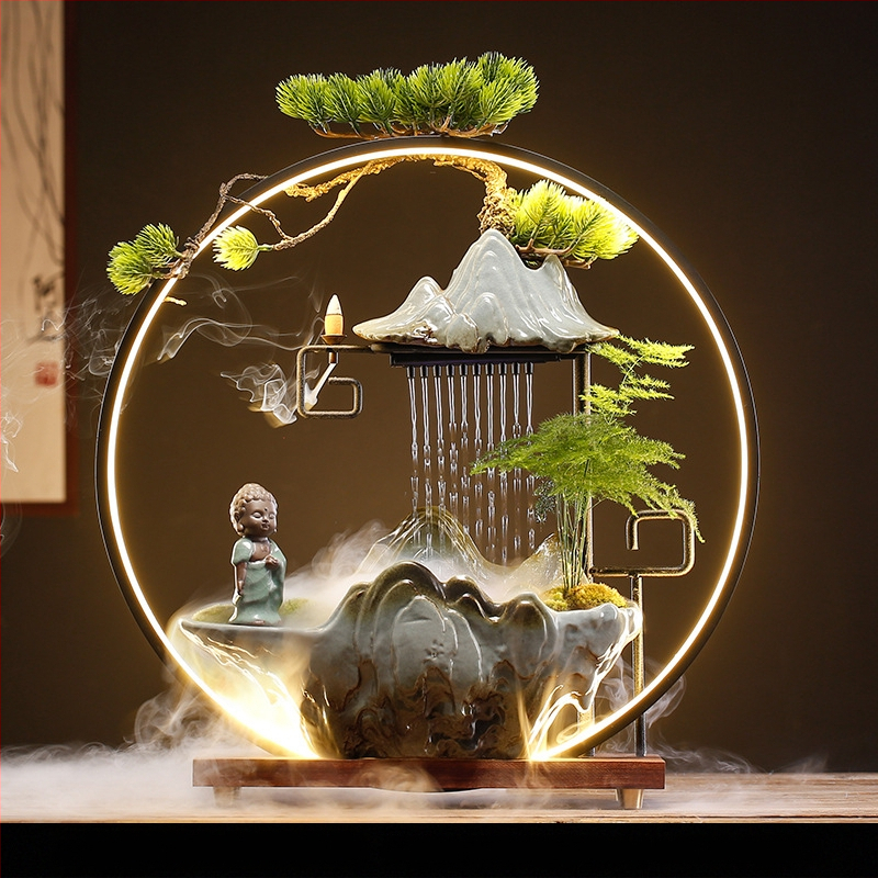 Kerámiás Zen szökőkút párásító, új kínai stílus, zománcos felület, testre szabható