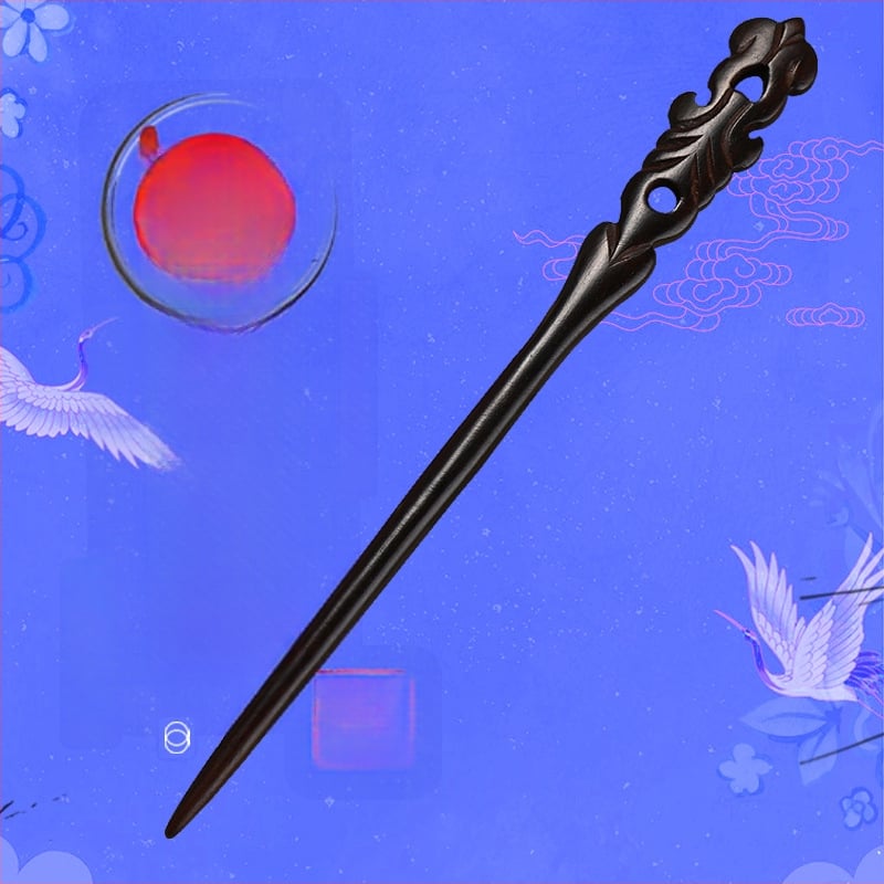 Accesoriu de păr din lemn cu motive florale, stil retro, făcut manual, potrivit pentru coafuri Hanfu