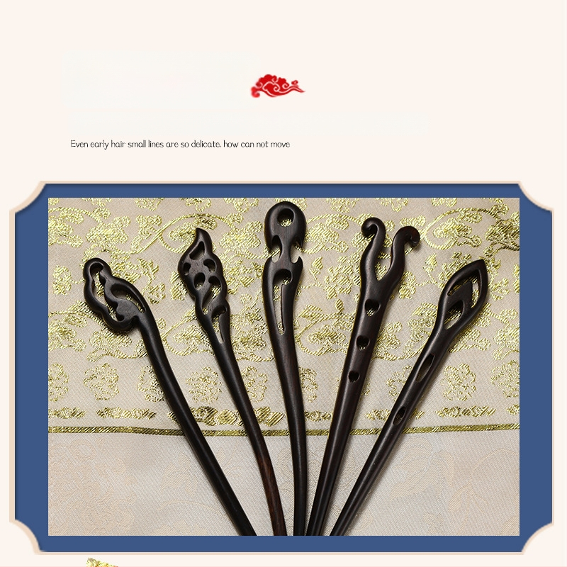 Accesoriu de păr din lemn cu motive florale, stil retro, făcut manual, potrivit pentru coafuri Hanfu