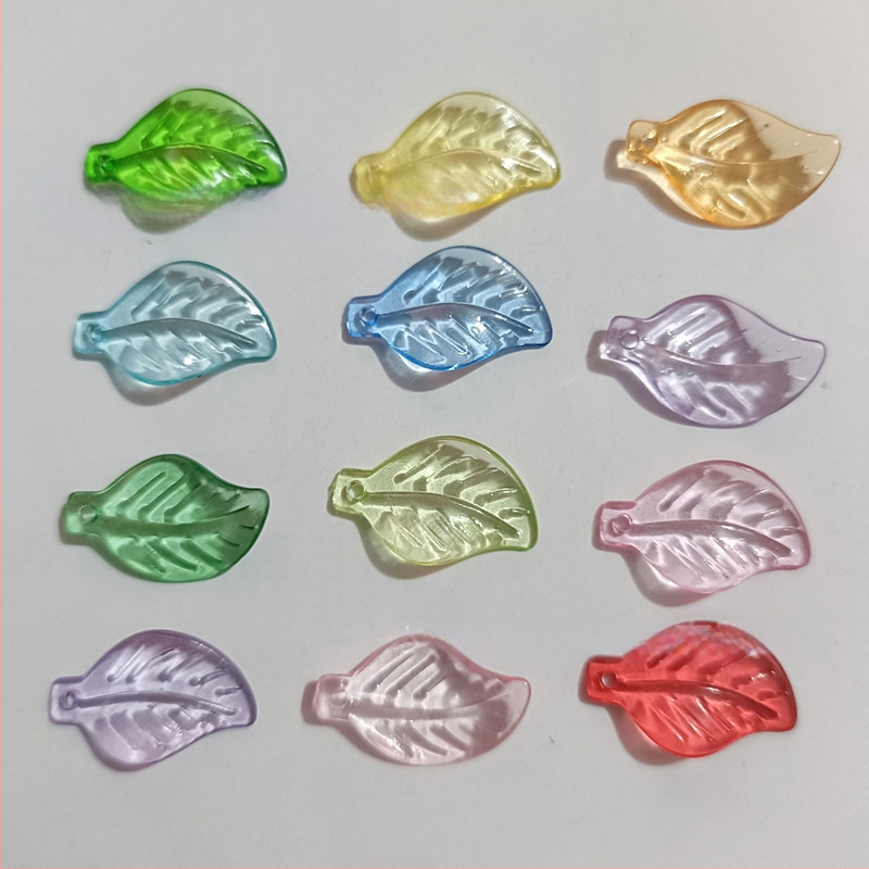 Αξεσουάρ - Ακρυλικές χάντρες σε σχήμα πεπονιού με μοτίβο φύλλου, βαμμένη επιφάνεια