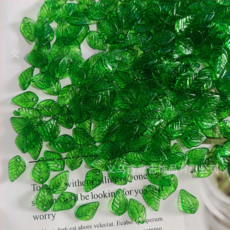 Αξεσουάρ - Ακρυλικές χάντρες σε σχήμα πεπονιού με μοτίβο φύλλου, βαμμένη επιφάνεια