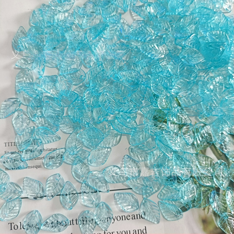 Αξεσουάρ - Ακρυλικές χάντρες σε σχήμα πεπονιού με μοτίβο φύλλου, βαμμένη επιφάνεια