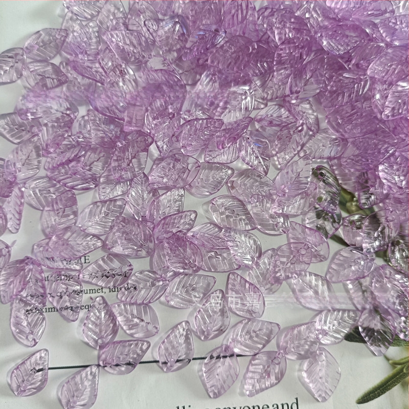 Αξεσουάρ - Ακρυλικές χάντρες σε σχήμα πεπονιού με μοτίβο φύλλου, βαμμένη επιφάνεια