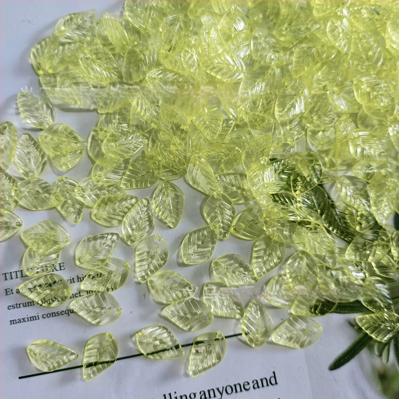 Αξεσουάρ - Ακρυλικές χάντρες σε σχήμα πεπονιού με μοτίβο φύλλου, βαμμένη επιφάνεια