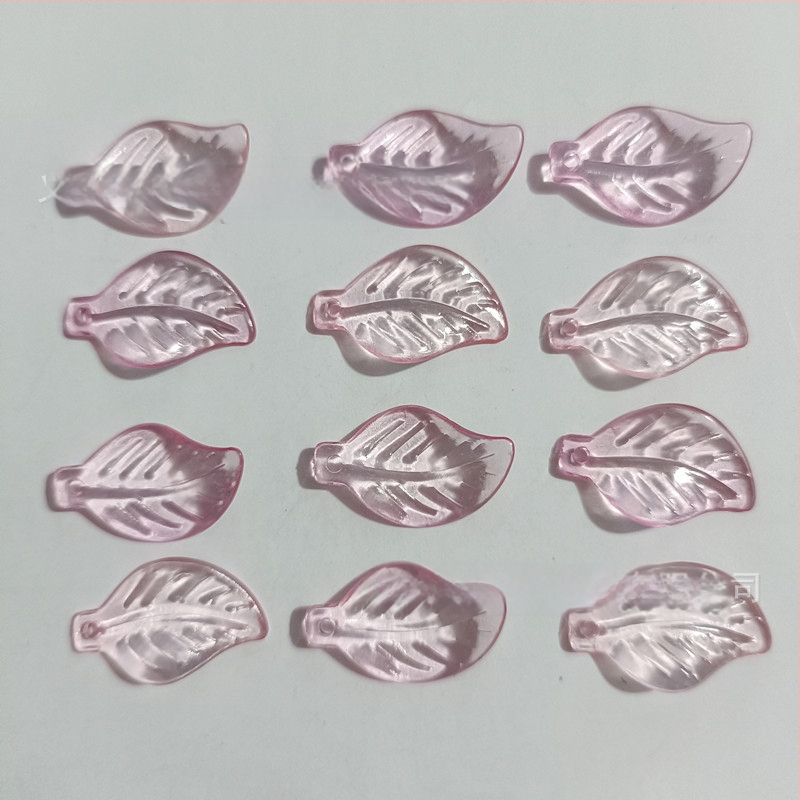 Αξεσουάρ - Ακρυλικές χάντρες σε σχήμα πεπονιού με μοτίβο φύλλου, βαμμένη επιφάνεια