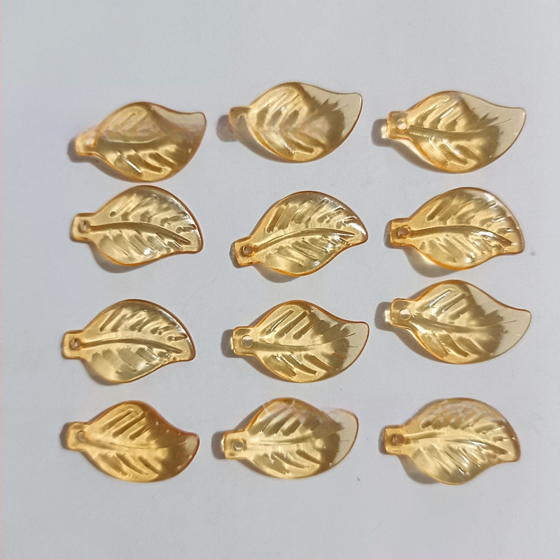 Αξεσουάρ - Ακρυλικές χάντρες σε σχήμα πεπονιού με μοτίβο φύλλου, βαμμένη επιφάνεια