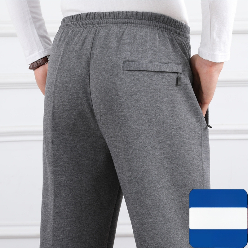 Ανδρικά παντελόνια υψηλής μέσης, φλις επένδυση, άνετη γραμμή, ίσιο πόδι, πολυεστερικό ύφασμα