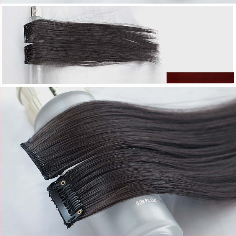 Fragment de perucă Yuxinde, păr drept, breton cu parcare medie, extensie ușoară cu clips pentru volum, fibre rezistente la temperaturi înalte