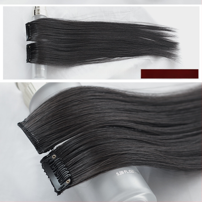 Fragment de perucă Yuxinde, păr drept, breton cu parcare medie, extensie ușoară cu clips pentru volum, fibre rezistente la temperaturi înalte