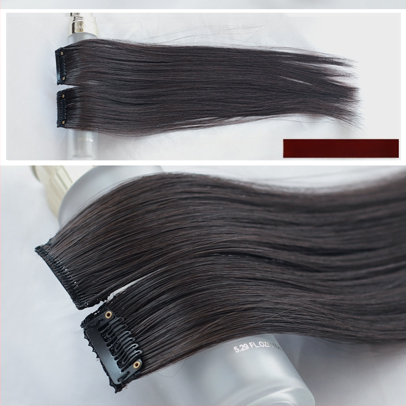 Fragment de perucă Yuxinde, păr drept, breton cu parcare medie, extensie ușoară cu clips pentru volum, fibre rezistente la temperaturi înalte