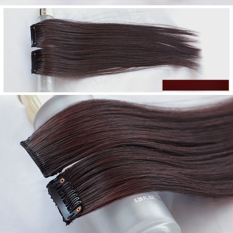 Fragment de perucă Yuxinde, păr drept, breton cu parcare medie, extensie ușoară cu clips pentru volum, fibre rezistente la temperaturi înalte