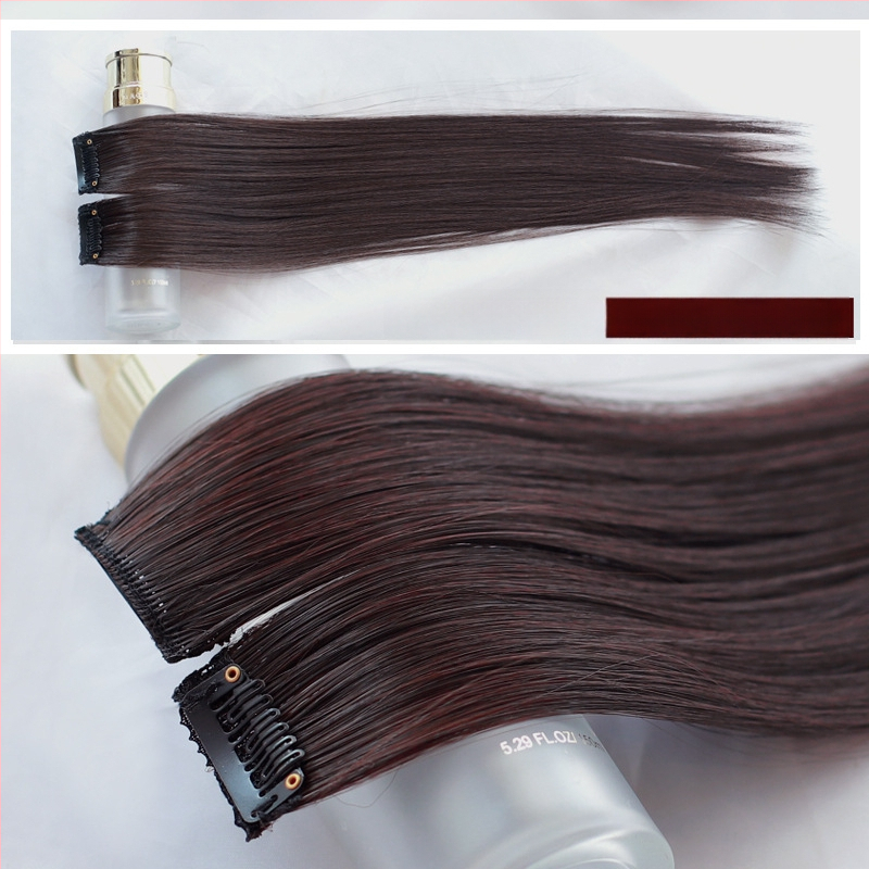 Fragment de perucă Yuxinde, păr drept, breton cu parcare medie, extensie ușoară cu clips pentru volum, fibre rezistente la temperaturi înalte