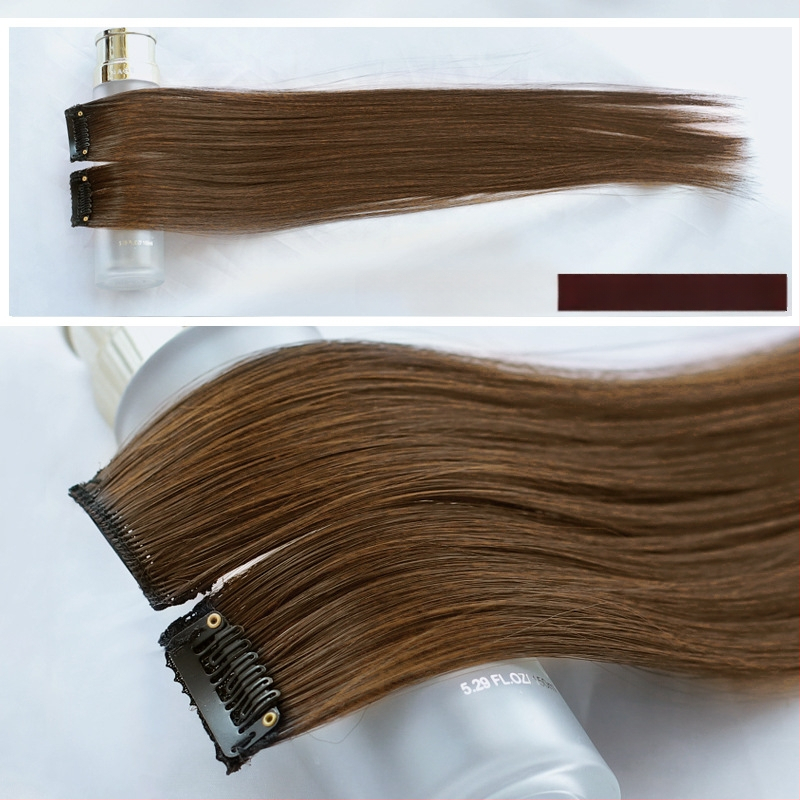 Fragment de perucă Yuxinde, păr drept, breton cu parcare medie, extensie ușoară cu clips pentru volum, fibre rezistente la temperaturi înalte