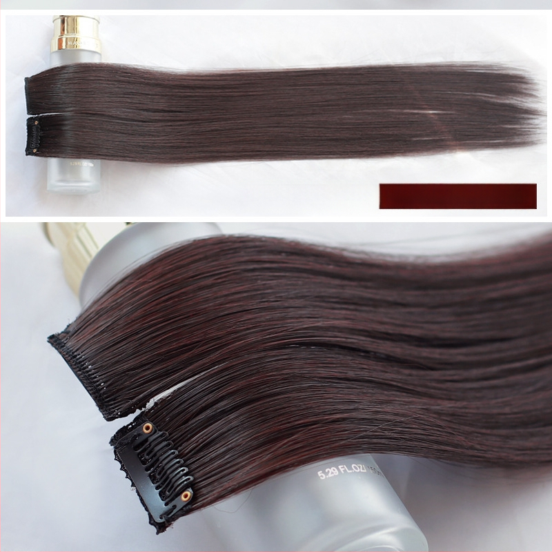 Fragment de perucă Yuxinde, păr drept, breton cu parcare medie, extensie ușoară cu clips pentru volum, fibre rezistente la temperaturi înalte