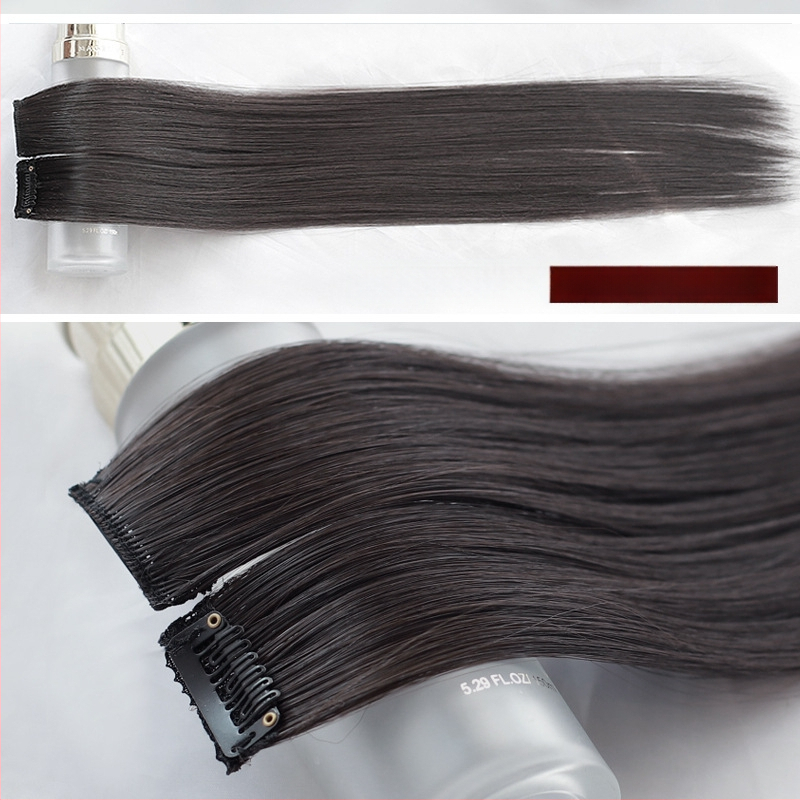 Fragment de perucă Yuxinde, păr drept, breton cu parcare medie, extensie ușoară cu clips pentru volum, fibre rezistente la temperaturi înalte