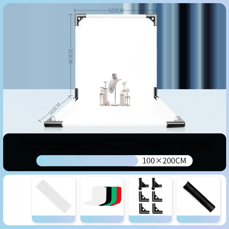 Termékfotózáshoz háttérállvány, fém és PVC, súly 1 kg, tartozékok: tartó rúd, adapter, háttérlemez, hordtáska, használati útmutató
