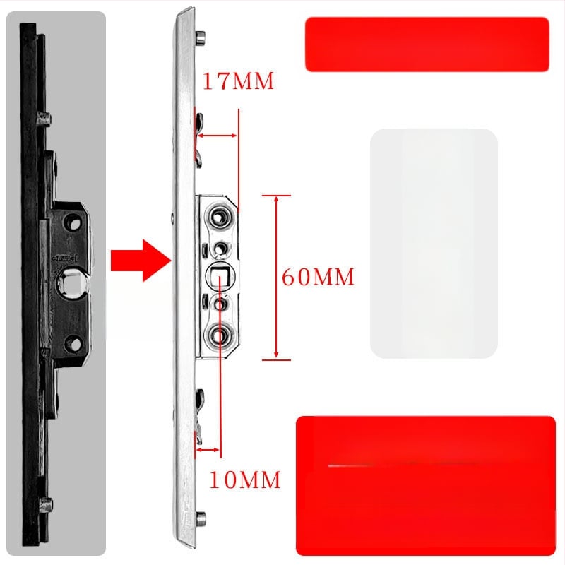 Alumíniumötvözetű bukóablak zárdoboza: átviteli zártest és teleszkópos zár, összekötő záralkatrészek
