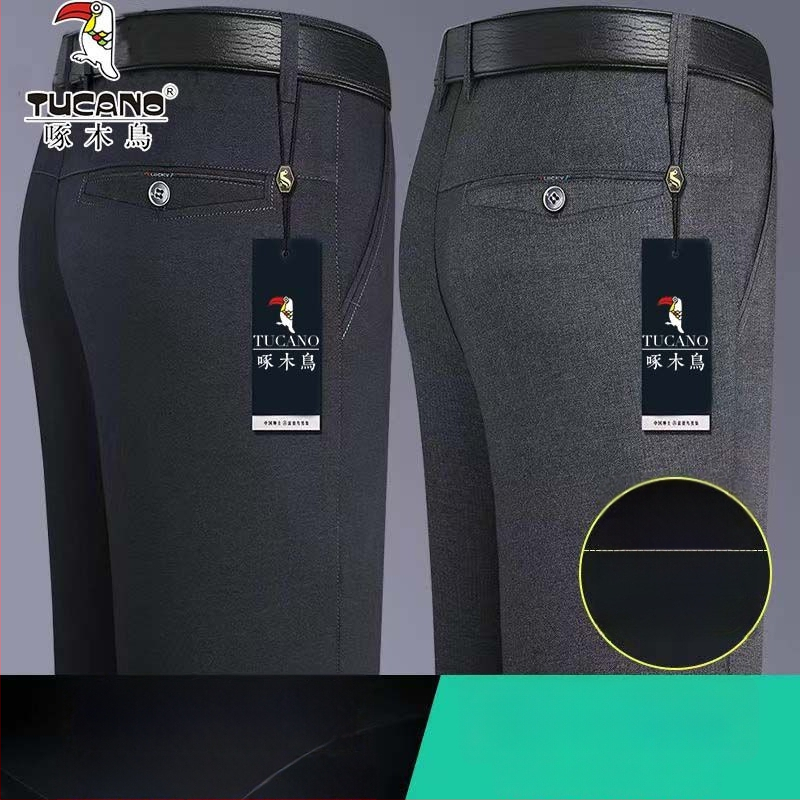 Ανδρικά παντελόνια casual με επένδυση φλίς, υψηλή μέση, ίσια γραμμή, πολυεστέρας