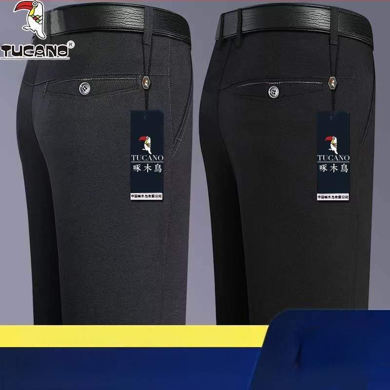 Ανδρικά παντελόνια casual με επένδυση φλίς, υψηλή μέση, ίσια γραμμή, πολυεστέρας