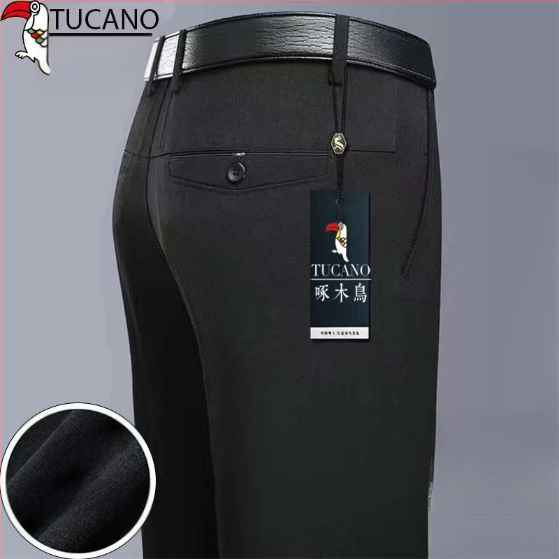 Ανδρικά παντελόνια casual με επένδυση φλίς, υψηλή μέση, ίσια γραμμή, πολυεστέρας