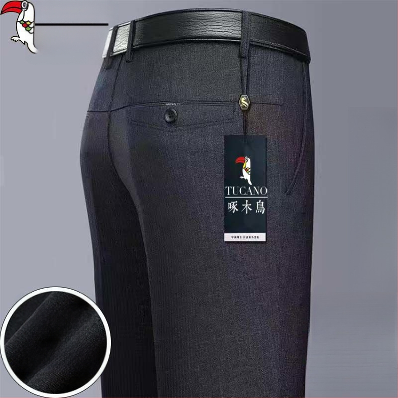 Ανδρικά παντελόνια casual με επένδυση φλίς, υψηλή μέση, ίσια γραμμή, πολυεστέρας