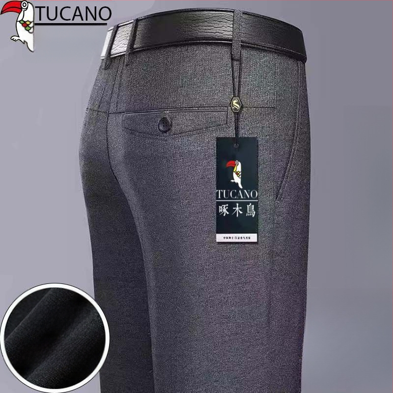 Ανδρικά παντελόνια casual με επένδυση φλίς, υψηλή μέση, ίσια γραμμή, πολυεστέρας