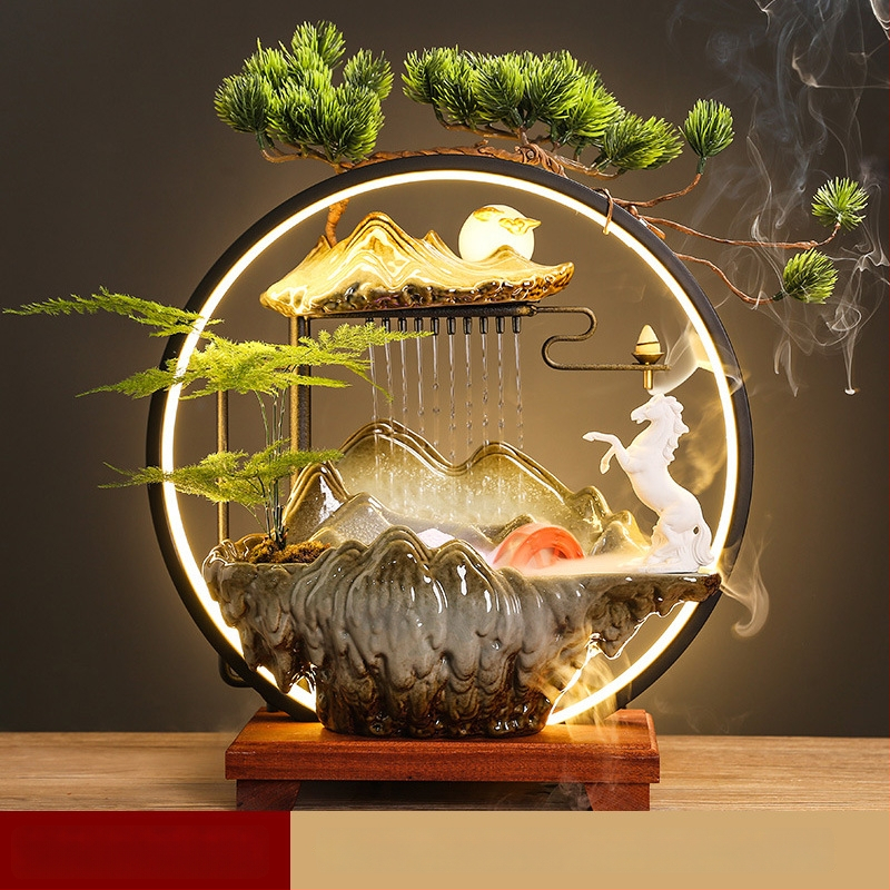 Kerámiás párásító folyóvízes függönyökkel, új kínai stílusú, nappali és iroda számára, testreszabható