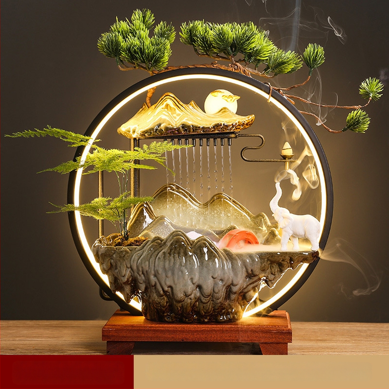 Kerámiás párásító folyóvízes függönyökkel, új kínai stílusú, nappali és iroda számára, testreszabható