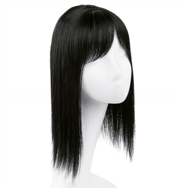 Perucă pentru femei - Piesă lungă, dreaptă cu breton 3D, procesare mecanizată, mătase rezistentă la temperaturi înalte, poate fi coafată și vopsită