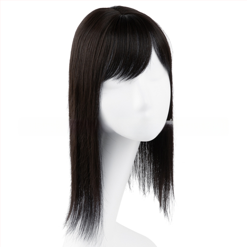 Perucă pentru femei - Piesă lungă, dreaptă cu breton 3D, procesare mecanizată, mătase rezistentă la temperaturi înalte, poate fi coafată și vopsită