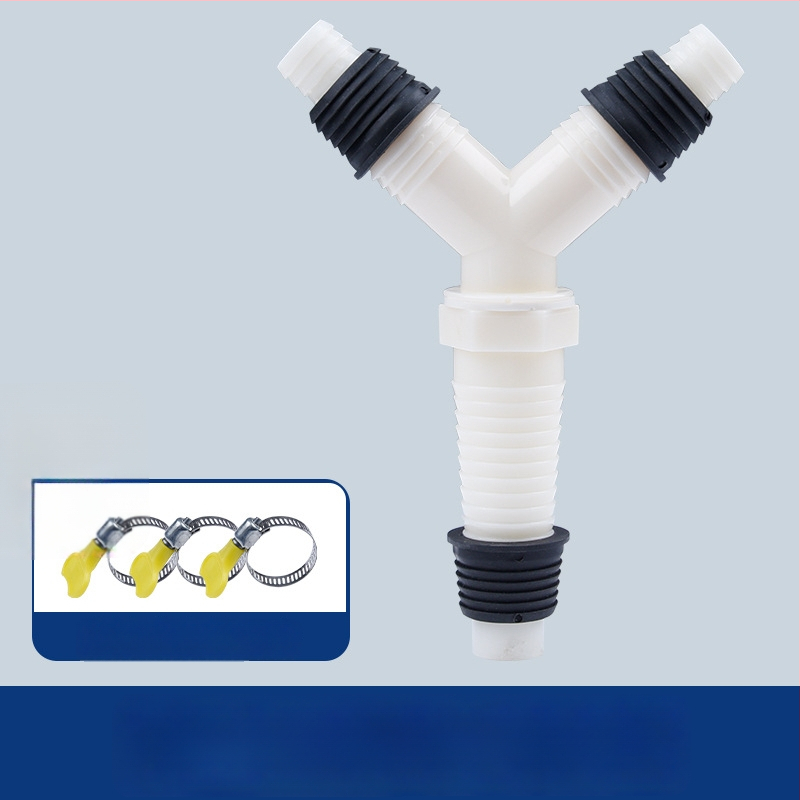 Пералня тръба за отводняване, Y-разклонение, триръчна удължителна тръба, връзка към подов дренаж (Марка: друга; Сертификация: Няма; Материал: По подразбиране; Стил: модерен и минималистичен)