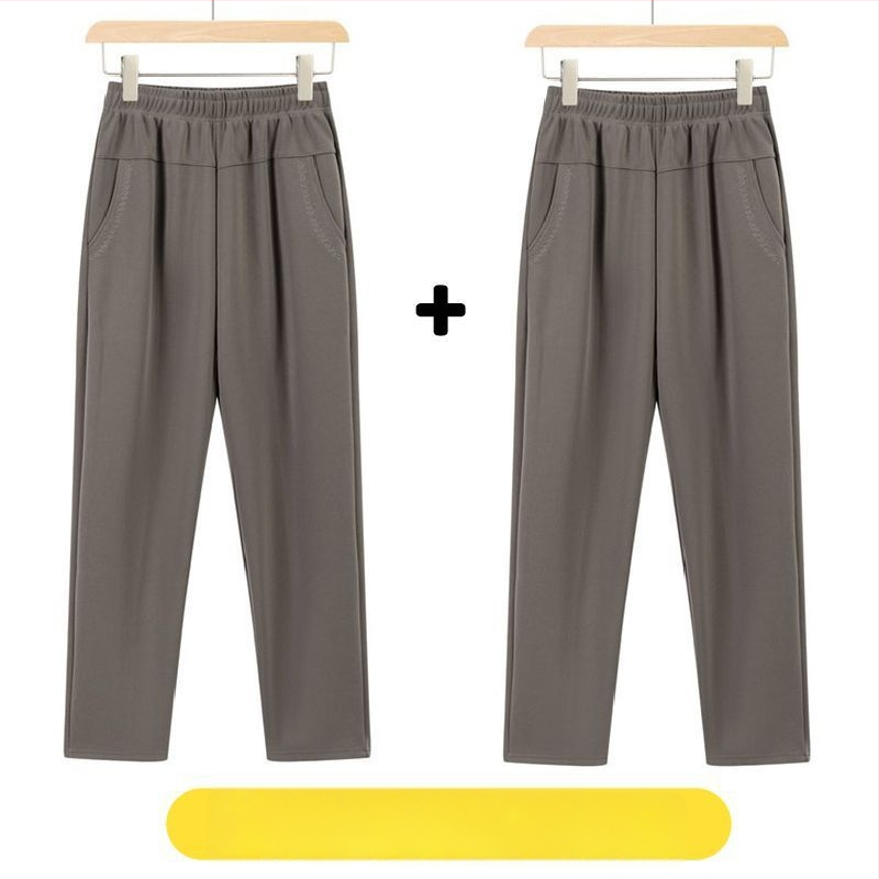 Ευθείες καθημερινές παντελόνες για μεσήλικες γυναίκες, υψηλή μέση, παχιά επένδυση φλίς, ύφασμα μπαμπού/Lyocell