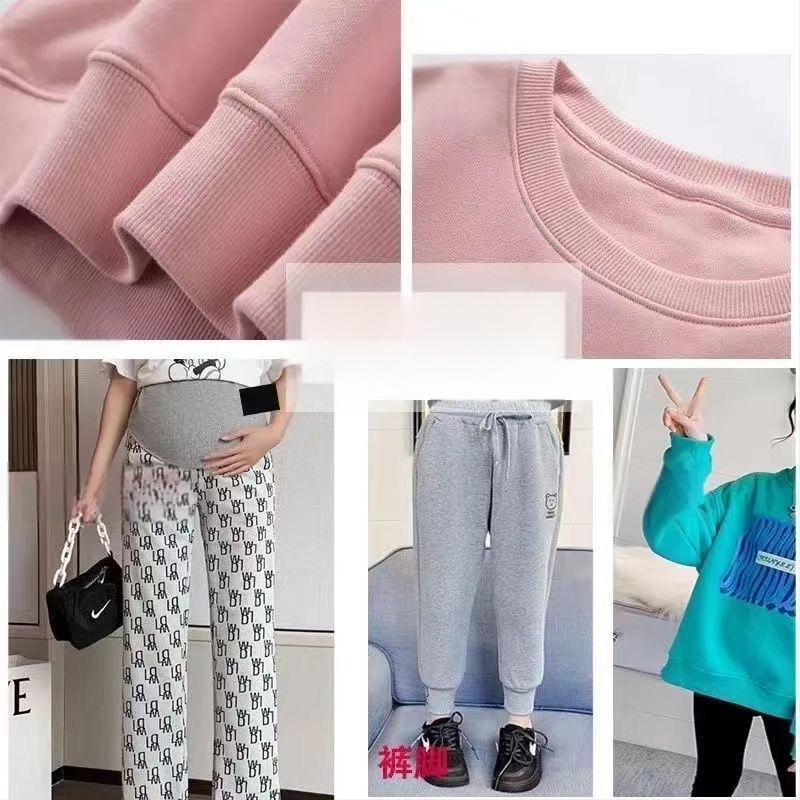 Памучна еластична рибено‑плетена тъкан за суитчър, с ръбове и маншети, шумопоглъщаща пяна