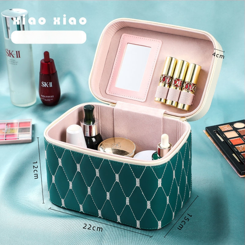 Prijenosna kućna kozmetička torbica s velikom kapacitetom i višefunkcionalni stolni organizator za njegu kože | PU materijal, univerzalni kotačići, zatvarač, vodootporan, proširivi prostor za pohranu