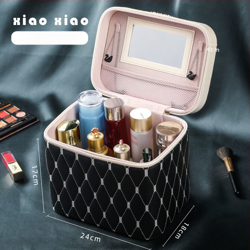 Prijenosna kućna kozmetička torbica s velikom kapacitetom i višefunkcionalni stolni organizator za njegu kože | PU materijal, univerzalni kotačići, zatvarač, vodootporan, proširivi prostor za pohranu