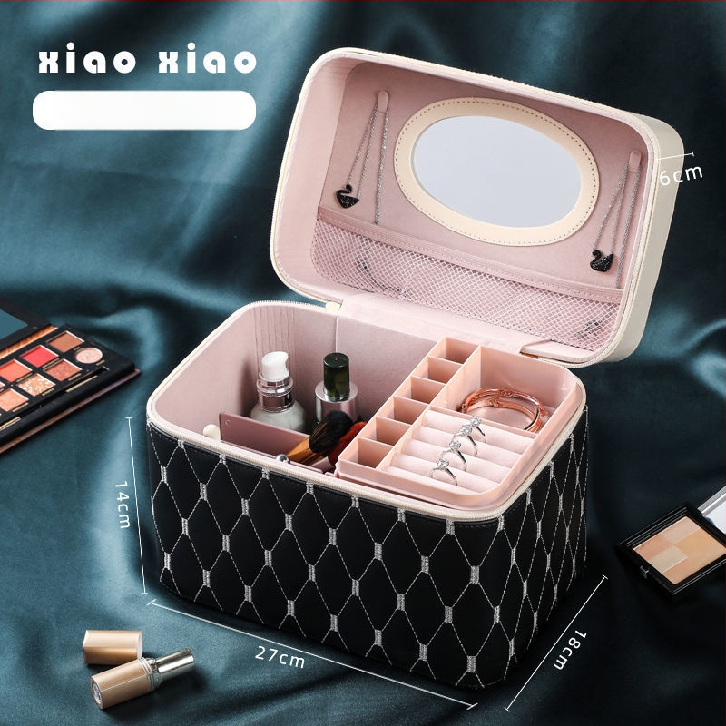 Prijenosna kućna kozmetička torbica s velikom kapacitetom i višefunkcionalni stolni organizator za njegu kože | PU materijal, univerzalni kotačići, zatvarač, vodootporan, proširivi prostor za pohranu